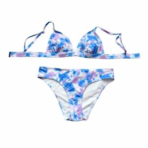 Hurley Blue and Purple Bikini Top and Bottoms